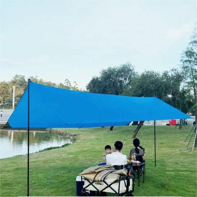 China Durable Warm Blue Sun Shelter Oversized Sun Shelter Portable Camping Travel Tent Tarp Sale Rectangle Beach Umbrella Picnic Tent Tarp for sale