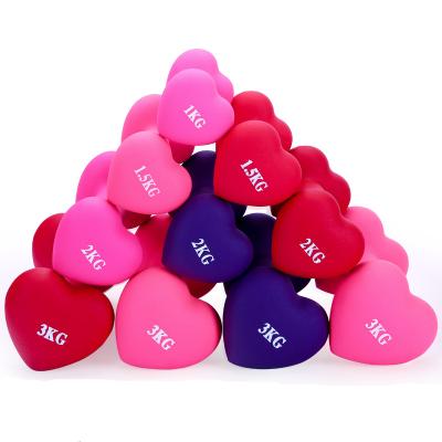 China Colorful Sport Gym Equipment Cheap Dumbbell/New Lovely Heart Shape Home Dumbbell Sets For Women for sale