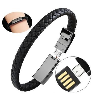 China New Product MP3/MP4 Player Leather Strap Pin Wrist Charging Cable Short Data Line Charging Type C USB Cable for sale