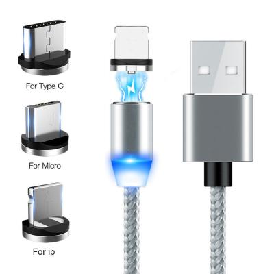 China Multi Function Data Transfer Cable Factory Direct Selling 3 In 1 Usb Cables Magnetic Fast Charging 3a Data Charging Cable for sale