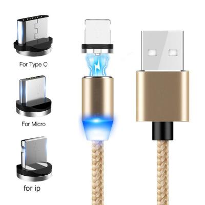 China Hot Selling Original Multi Function Data Transfer Cable 360 ​​Degree Magnet Phone Charger Cable Multi Usb/IOS Micro/Type C Fast Charging Led Magnetic Data Cables for sale