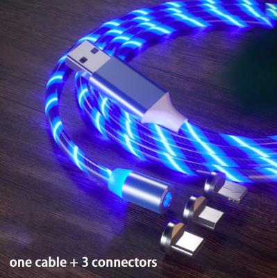 China Multi Function Data Transfer Cable Bestsellers 3 in 1 LED Magnetic Charging Cable For iPhone Samsung Android USB Charger Cable Fast Charging Type C Data Cable for sale