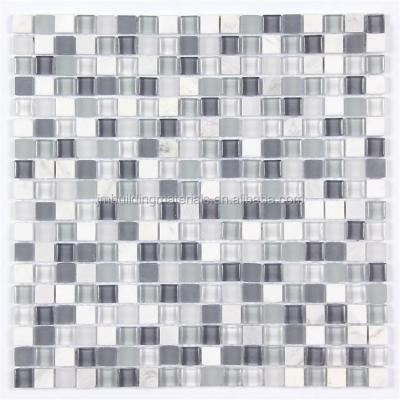 China 15*15gray 8mm modern mix stone glass mosaic tile--mix stone glass mosaic for sale