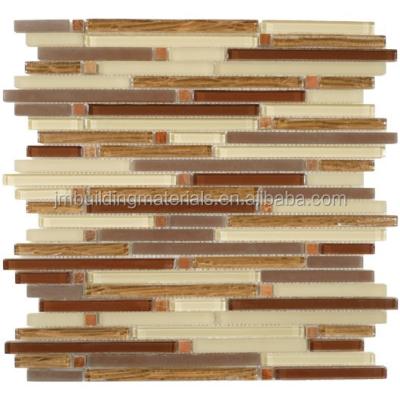 China Modern Top Selling Peel And Stick Linear Crystal Glass Mosaic Wall Tile for sale