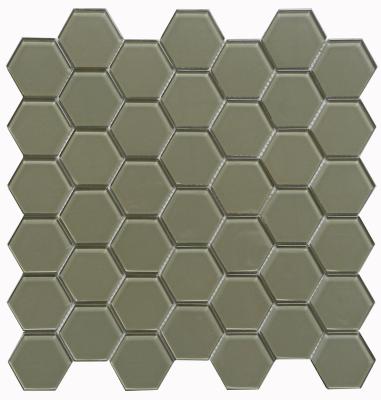 China Modern Light Gray Hexagon 2*2 Crystal Glass Mosaic--crystal mosaic for sale