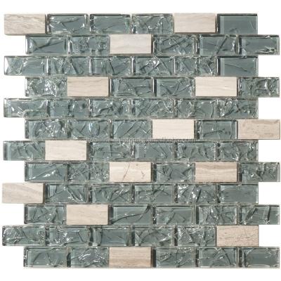 China Modern Dusk Gray Ice Crack Crystal Glass Mix Mosaic Wall Tiles for sale