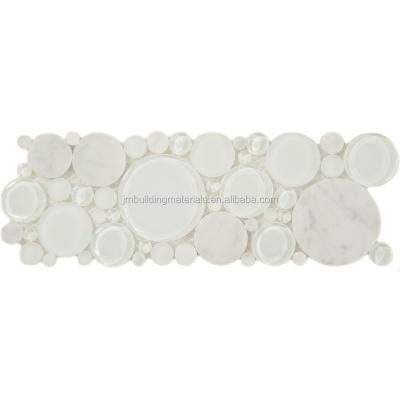 China Modern BUBBLE DOVE WHITE WHITE SURROUND SHINY GLASS AND STONE TILE for sale