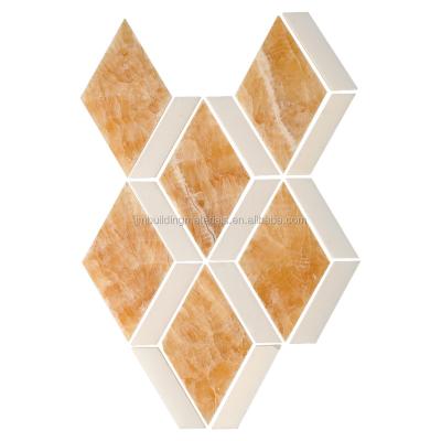 China Modern Honey Onyx Irregular Mosaic Tile for sale