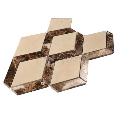 China Modern Emperador Dark Light Blend Marfil Crema 3D Marble Mosaic Tiles for sale