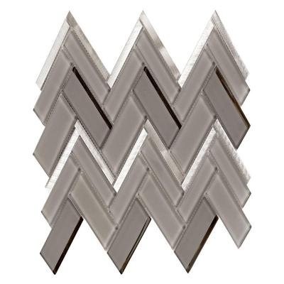 China Modern Light Brown Herringbone Plate Glass Mix Metal Mosaic Tile-Wall Tiles for sale