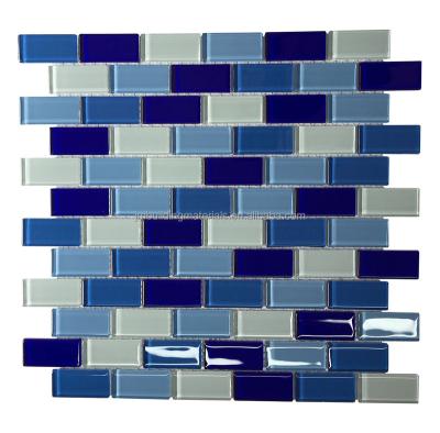 China 23*48*4mm modern mix swimming pool blue mosaic tile--pool tile for sale