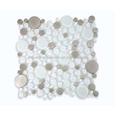 China Modern round 8mm mix stone glass mosaic tile--round mix stone glass mosaic for sale