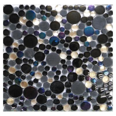 China Modern Plating Multicolor Glossy Round Glass Mosaic Tile-- Tile Mosaic for sale