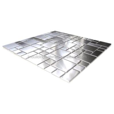 China Modern Hairline Silver Stainless Steel Mosaic Tiles-- Metal Mosaic for sale