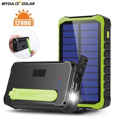 China Solar Panel Charging Mydayssolar Hand Crank Emergency Charger LED Flashlight High Capacity 12000mAH Solar Power Bank for Travel Camping Hiking for sale