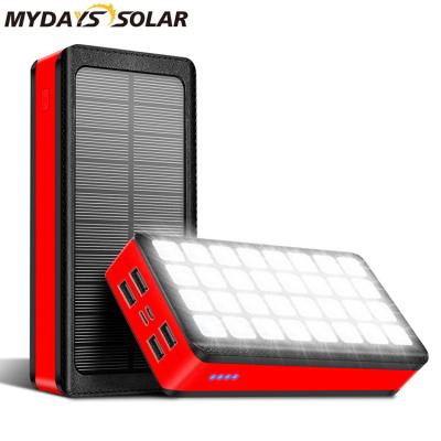 China Fast Charging Support Mydayssolar Flashlight Phone Charger 20000mAh 30000mAh 50000mAh Solar Power Bank with 4 Output 2 Input Ipad Compatible Ports for sale