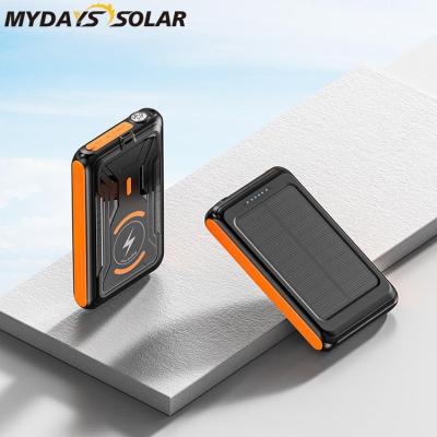 China Fast Charging Support Mydayssolar Outdoor Camping Custom Design Portable Waterproof Battery Solar Power Bank With LED Light for sale