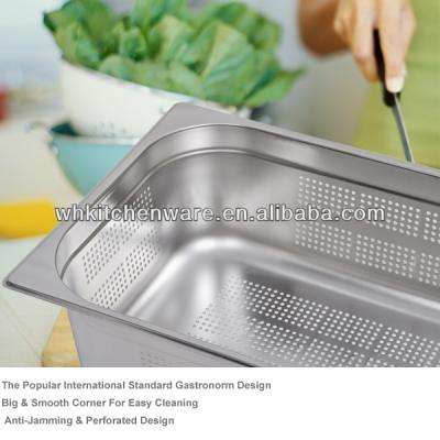 China 304/201 Hotel Restaurant Equipment 2/1 1/1 Stainless Steel Food Container Perforated GN Pan for sale