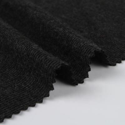 China SIZE 88 fine quality 12ray polyester brush ribbed black rib knit fabric for clothes for sale