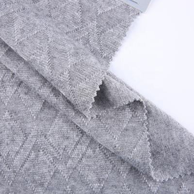 China Stretch Cashmere Core Spun Knitted Gray Classic Yarn Check Diamond Argyle Knitted Jacquard Fabric for sale