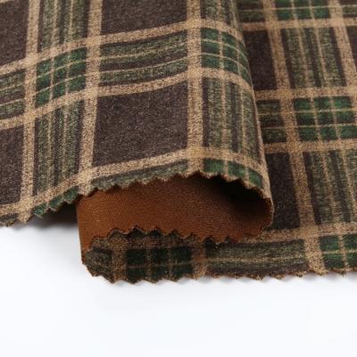 China Stretch Make To Order Custom Print Plaid Check 95 Polyester 5 Spandex Scuba Suede Fabric for sale