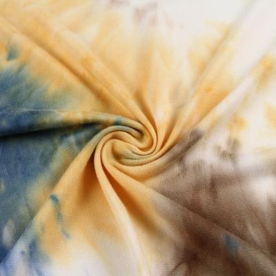 China 95 soft custom polyester 5 spandex brushed tie dye dty knit fabric for garments for sale