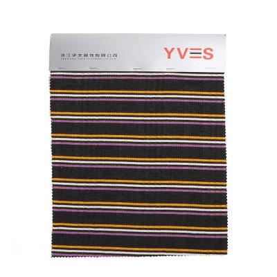 China China manufacturer soft rib knit 2021 yarn-dyed 100% polyester striped fabrics for garment for sale