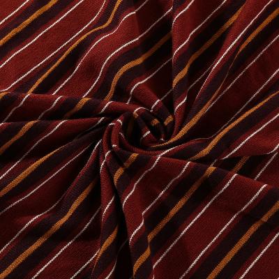 China Factory direct spring summer soft yarn dyed stripe polyester rayon single rib polyester single rib knit fabric for dress for sale