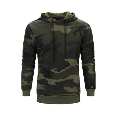 China Anti-pilling men's cotton brushed thick fleece hoodie pullover hoodie sweatshirt with camouflage print for sale