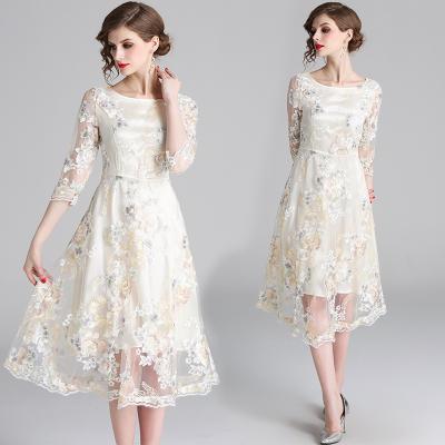 China Wholesale Anti-Static Embroidery Hot Elegant Beaded Elegant Wedding Party Guest Formal Evening Dress for sale