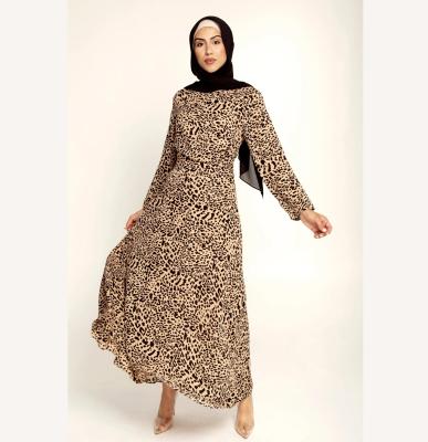 China Wholesale islamic muslim modest satin long maxi dress /LEOPARD WRAP /LEOPARD anti-static women's long sleeve DRESS for sale