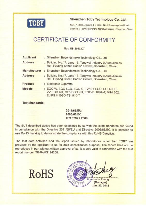 RoHS - Shenzhen Vasipor Technology Co., Ltd.