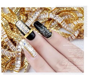 China Newest Japanese Style Nail Art Decoration Supplies Factory Supply Zircon Plated Square Fake Zircon Stone Gold Chain Nail Nails Decoration Diamond Crystal for sale