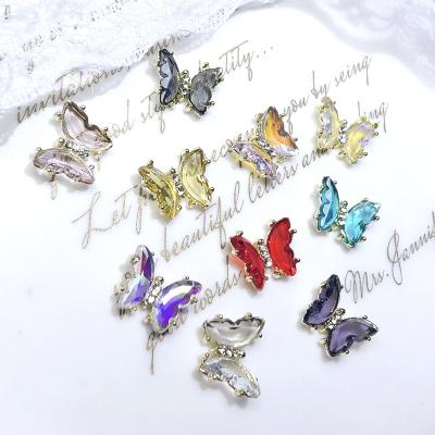 China Super Flash Aurora Stereo Crystal Butterfly Nail Art Aurora Nail Art Butterfly Of Art Decoration Supplies Hot Selling Newest Nail for sale