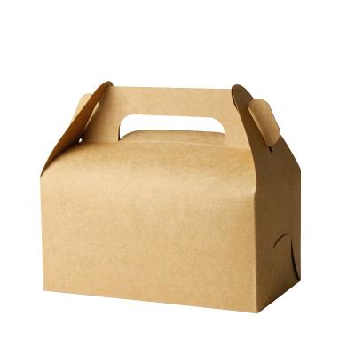 China Various Size Disposable White Brown Cheap Kraft Take Away Paper Take Away Food Box With Handle for sale