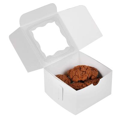 China Food Grade Biodegradable Brown Sturdy White Snacks Bakery Pastry Box With Window for sale