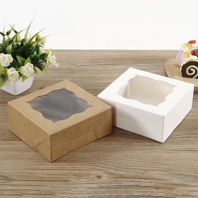 China Biodegradable White Brown Paper Bakery Pastry Packaging Macarons Muffins Cookies Pie Box for sale