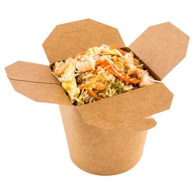 China Biodegradable Round Paper Noodle Take Out Container To Go Take Out Paper Noodle Box for sale