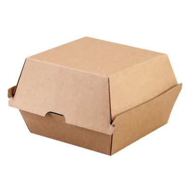 China Various Size Biodegradable Cutsom Made Fast Food Brown Kraft Paper Hamburger Box for sale