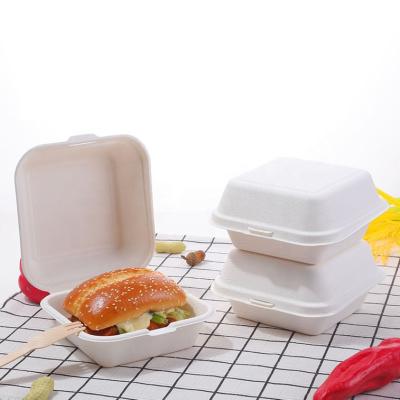 China Biodegradable Biodegradable Paper Wheat Straw Sugarcane Bagasse Hamburger Food Grade Hamburger Box for sale