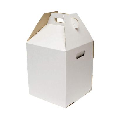 China Food Grade Biodegradable Sturdy Corrugated Square Tall Wedding Cake Box With Handle for sale