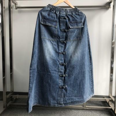 China Wholesale New High Quality Breathable Denim Skirt For Women OEM Breathable Service Knee Length Maxi Jeans Skirt Long for sale