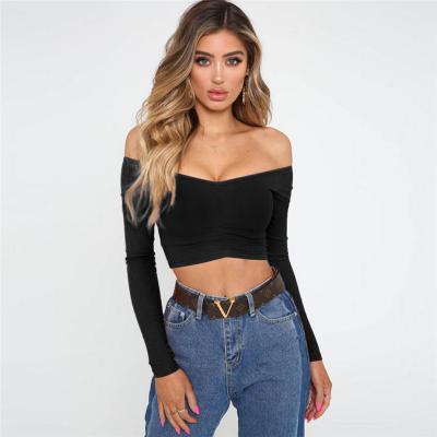 China latest designs sexy off-the-shoulder breathable long sleeve tops blouses for ladies for sale