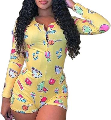 China QUICK DRY style simple soft printed long sleeve luxury onesizes women sleepwear pajamas for sale