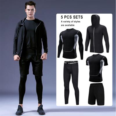 China Viable Men's Running Fitness Compression Tights Sports Clothing Gym Workout 5 Pcs Training Tracksuit Sets for sale