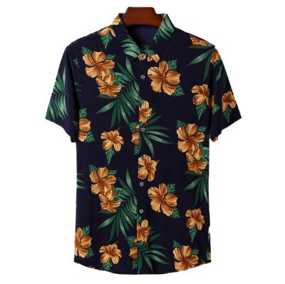 China Hawaiian Tropical Beach Vacation Petal Print Shirt Anti-wrinkle Men's Style Casual Button Up Shirt for sale