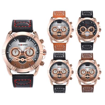 China Hudhealth BA1063 chronograph top watches waterproof 2020 hot sale fashion luxury men's band quartz leather wristwatch for sale