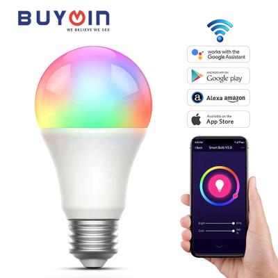 China Home wholesale smart bulb alexat voice control by Google Assistant AC100-265V 9W smart bulb A19 RGBW color changing smart led bulb for sale