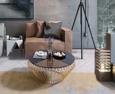 China Modern Stainless Steel Modern Living Room Gold Round Coffee Table for sale