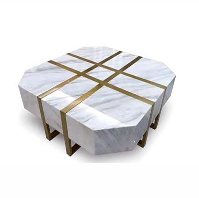 China Nordic modern living room post-modern light tea table stainless steel luxury marble gold square tea table for sale